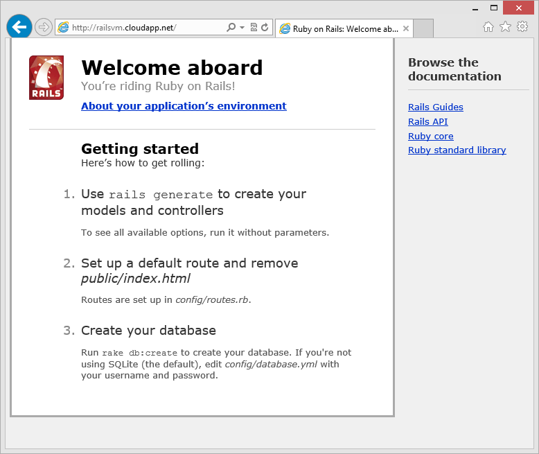 Ruby on Rails web app running on Azure