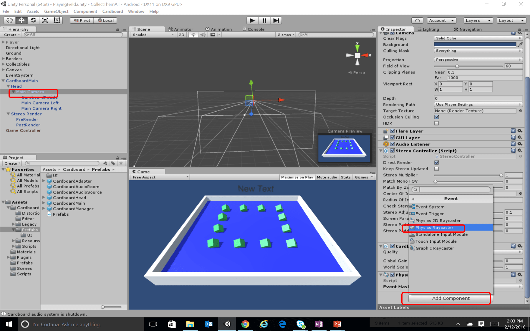 Adding a Physics Raycaster
