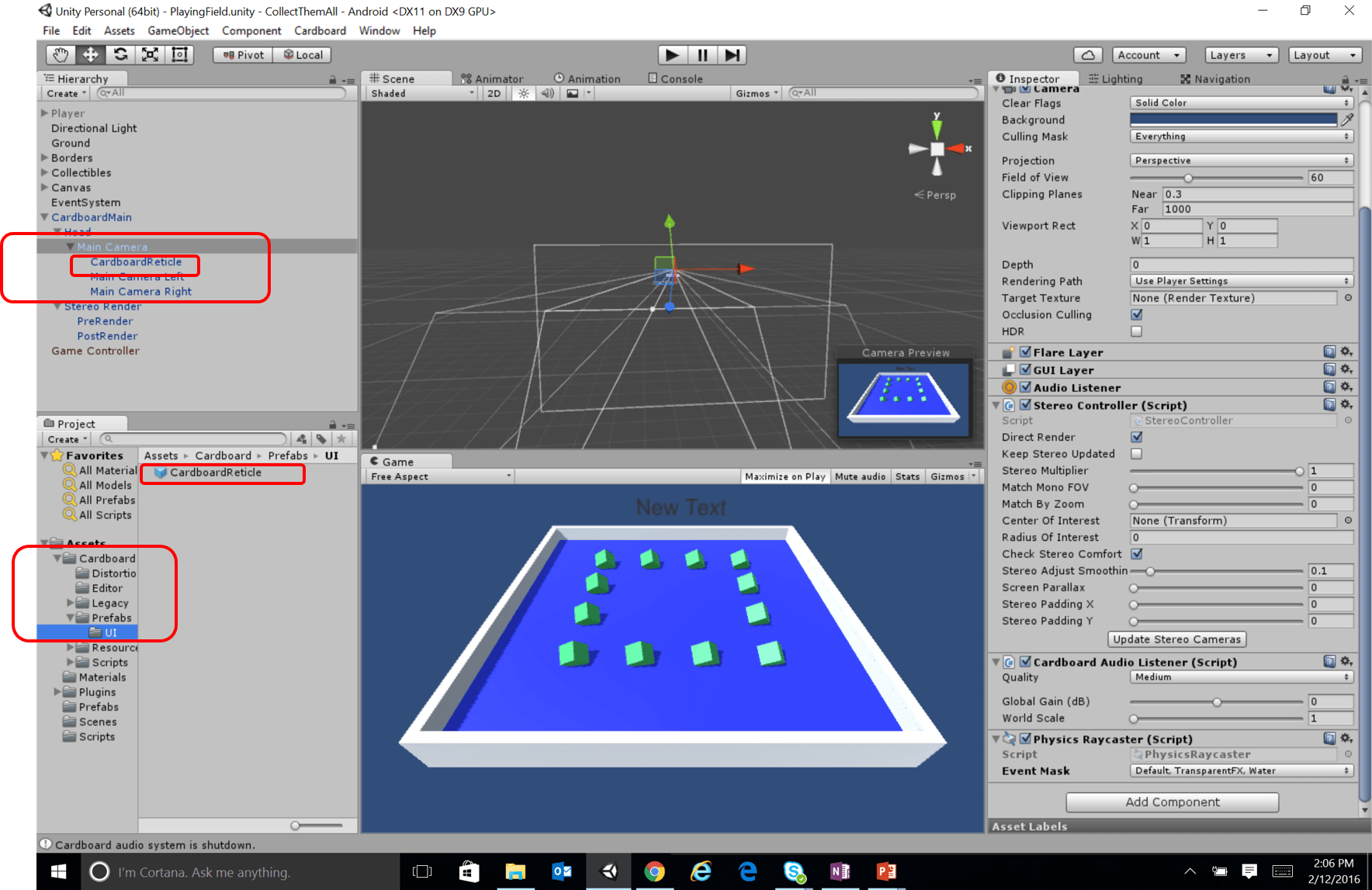 Adding the CardboardReticle