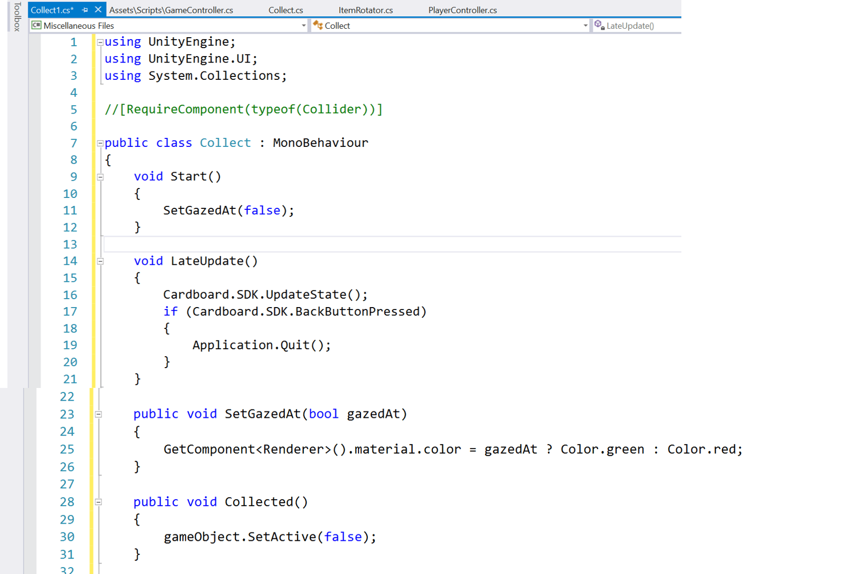 Code for Collect script