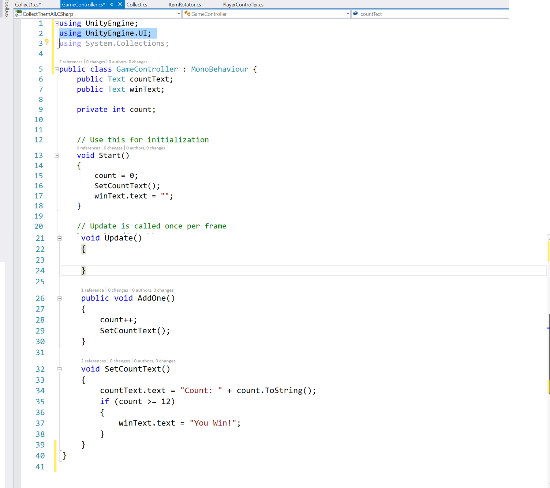 Code for Game Controller