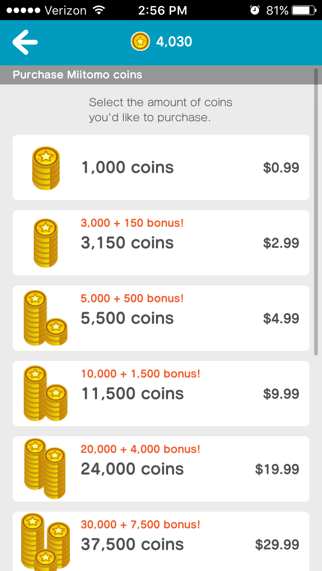 Purchase Miltomo Coins screenshot