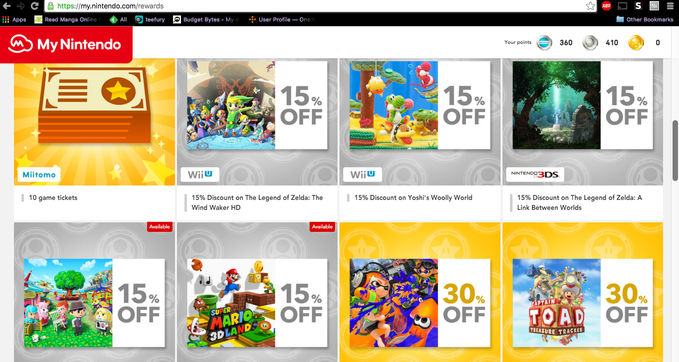Screenshot of rewards - all of them are now old games